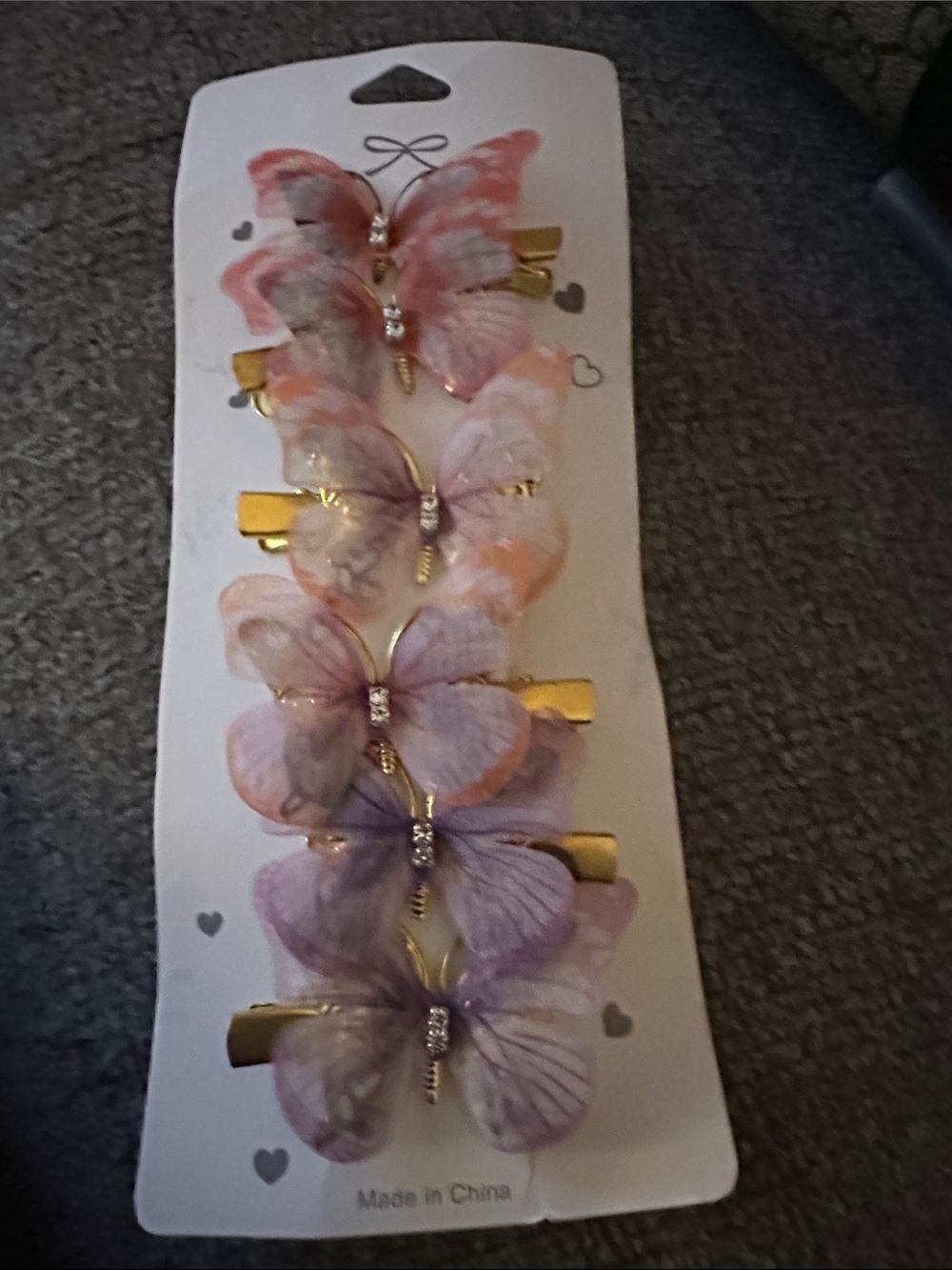 Source Unknown Pink and Purple Butterfly Hair Clips Set